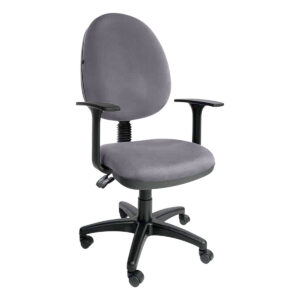 Silla de oficina ajustable y ergonómica en color gris para espacios laborales y hogares.