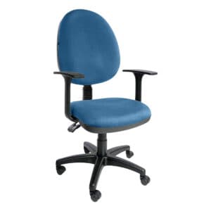 Silla de oficina ergonómica azul con respaldo y ruedas para oficina y hogar.