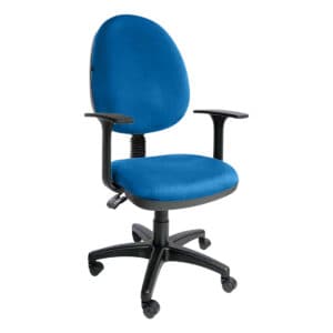 Silla de oficina ergonómica azul con respaldo y ruedas para espacio de trabajo. Ideal para oficina o.