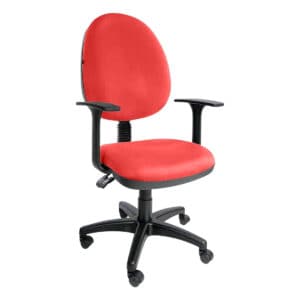 Silla de oficina ergonómica con respaldo y asiento acolchonados en color rojo, ideal para espacios d.