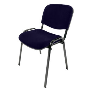 Silla de oficina con respaldo y asiento acolchonados en color azul oscuro, ideal para espacios labor.