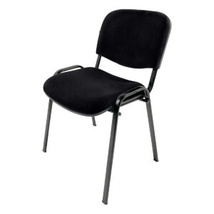 Silla de oficina negra con estructura metálica y asiento acolchonado para espacios laborales y reuni.