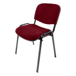 Silla de oficina con respaldo acolchado y estructura metálica negra, ideal para espacios de trabajo.