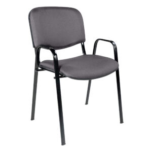 Silla de oficina negra con estructura metálica y asiento acolchonado, ideal para oficinas y salas de.