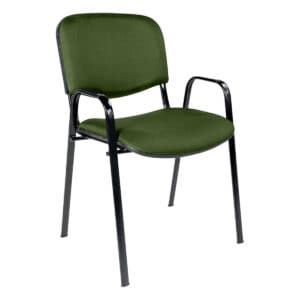 Silla de oficina con estructura metálica y asiento acolchonado en color verde, ideal para espacios l.