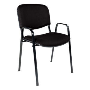 Silla de oficina negra con estructura metálica y asiento acolchado, ideal para espacios de trabajo y.