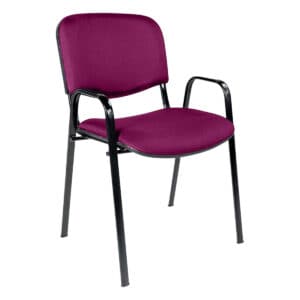 Silla de oficina con respaldo acolchado y estructura metálica negra, ideal para espacios de trabajo.