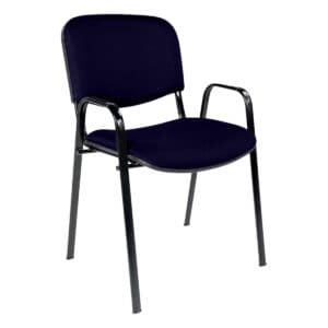 Silla de oficina con estructura metálica y asiento acolchado en color azul oscuro.