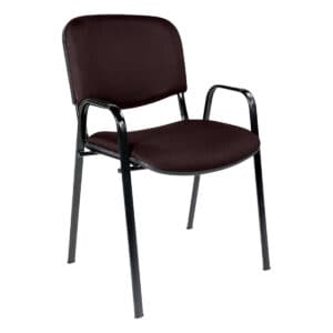 Silla de oficina con respaldo y brazos, ideal para espacios laborales y de estudio, en color marrón.