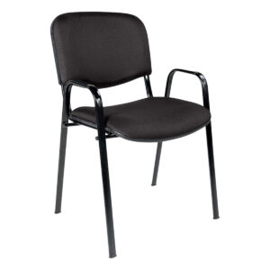 Silla de oficina negra con estructura metálica y asiento acolchado, ideal para espacios de trabajo y.