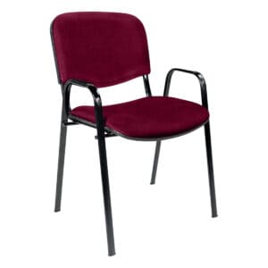 Silla de oficina con respaldo y asiento acolchonados en color burdeos, ideal para espacios de trabaj.