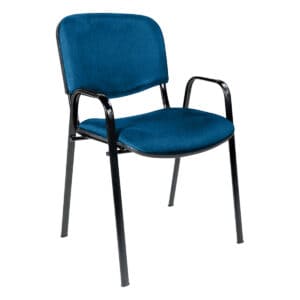 Silla de oficina con respaldo azul, ideal para espacios de trabajo y reuniones. Diseño cómodo y resi.