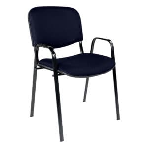 Silla de oficina con estructura metálica y asiento acolchonado en color azul oscuro.