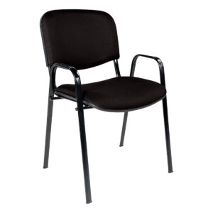 Silla de oficina negra con estructura metálica y asiento acolchado, ideal para espacios de trabajo y.