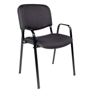 Silla de oficina negra con estructura metálica y asiento acolchonado, ideal para espacios de trabajo.