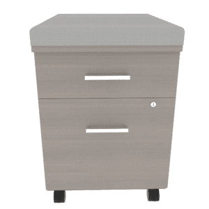 Cajonera gris con ruedas, ideal para oficina y espacio de trabajo. Diseño funcional y compacto para.