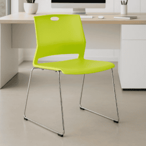 Silla de oficina moderna en color verde limón para espacios de trabajo ergonómicos y coloridos.
