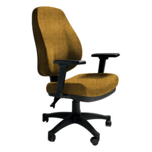 Silla de oficina ergonómica con respaldo acolchado y ruedas, ideal para espacios de trabajo en casa.