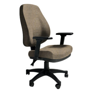 Silla de oficina ergonómica con respaldo acolchado y ruedas para oficina moderna.