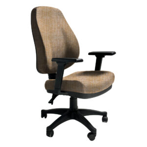 Silla de oficina ergonómica con respaldo acolchado y ruedas, ideal para espacios de trabajo cómodos.