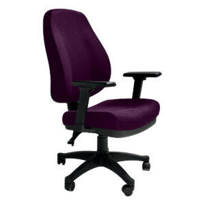 Silla de oficina ergonómica en color morado para espacios de trabajo cómodos y modernos.