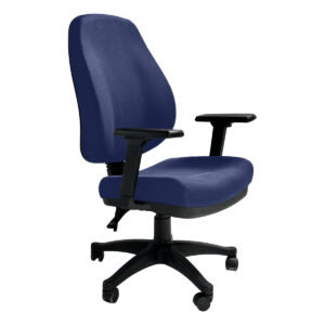 Silla de oficina ergonómica azul para trabajo y estudio. Ideal para mejorar la postura y comodidad e.