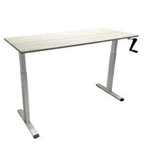 Mesa de oficina ajustable para trabajo ergonómico y comodidad.