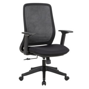 Silla de oficina ergonómica con respaldo de malla y asiento acolchado, ideal para espacios de trabaj.