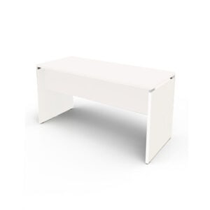 Mesa de oficina blanca moderna y funcional para espacios de trabajo.