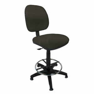 Silla de oficina negra con respaldo y asiento acolchonados, ideal para espacios de trabajo en casa u.
