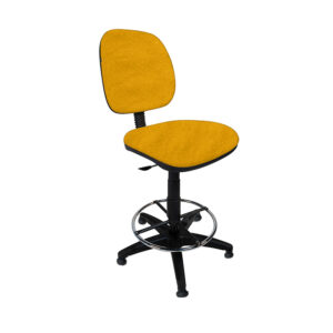 Silla de oficina amarilla con respaldo y altura ajustable para oficina moderna.
