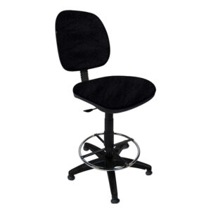 Silla de oficina ergonómica negra con respaldo y asiento acolchonados, ideal para espacios de trabaj.