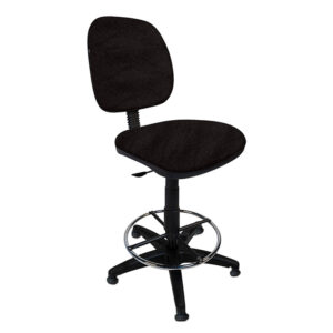 Silla de oficina ergonómica negra con respaldo y asiento acolchonados, ideal para espacios de trabaj.