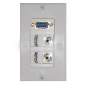 Conector de video y audio en pared para oficina, entrada de señal AV.