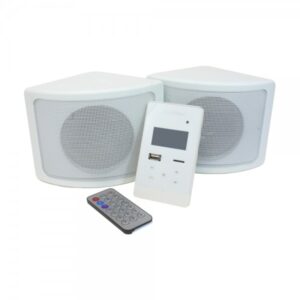 Altavoz Bluetooth portátil con control remoto y pantalla digital para música y llamadas.