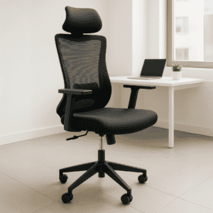Silla de oficina ergonómica con respaldo alto, ajustable y ruedas para mayor comodidad y soporte en.