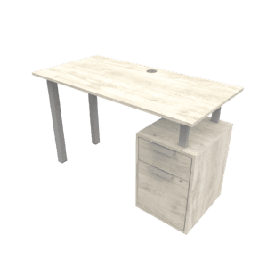 Mesa de oficina moderna con cajonera y puerto de carga para oficina.