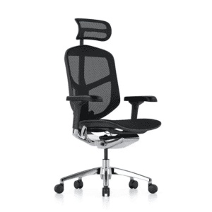 Silla de oficina ergonómica con respaldo ajustable y soporte lumbar para mayor comodidad.