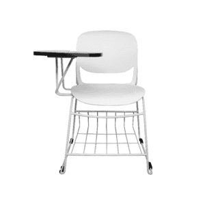 Silla de oficina moderna con escritorio adjunto para trabajo y estudio.