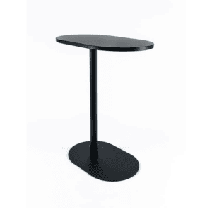 Mesa auxiliar negra moderna para oficina y hogar, diseño minimalista y funcional.
