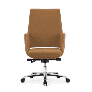 Silla de oficina ergonómica en color marrón con ajuste de altura y ruedas.