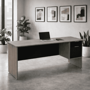 Escritorio de oficina moderno con diseño minimalista, ideal para espacios de trabajo profesionales y.
