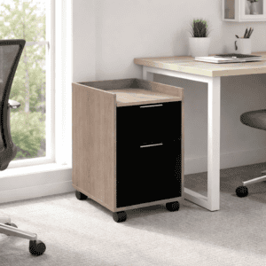 Mesa de oficina con cajonera móvil y ruedas, perfecta para oficinas y espacios de trabajo modernos y.