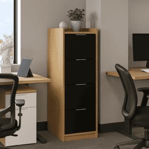 Archivador de oficina con espacio para documentos y accesorios.