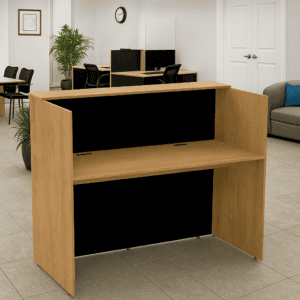 Módulo de recepción para oficina con diseño moderno y funcionalidad eficiente.