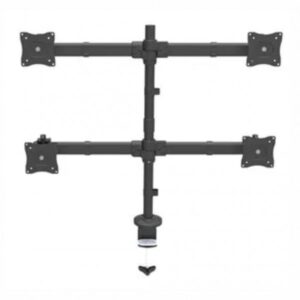 Soporte de monitor ajustable para oficina y gaming, doble brazo con articulaciones.