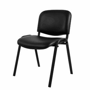 Silla de oficina negra con estructura metálica y asiento acolchonado, ideal para espacios de trabajo.