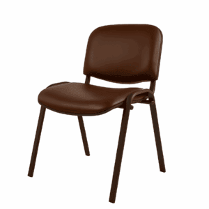 Silla de oficina con asiento y respaldo acolchonados en color marrón.