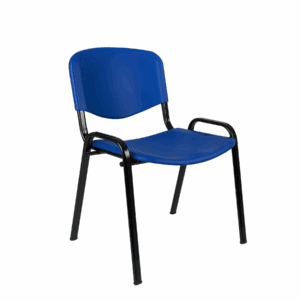 Silla de oficina azul con estructura metálica negra, ideal para oficinas y áreas de trabajo.