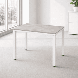 Mesa de oficina moderna y funcional en espacio luminoso y minimalista.